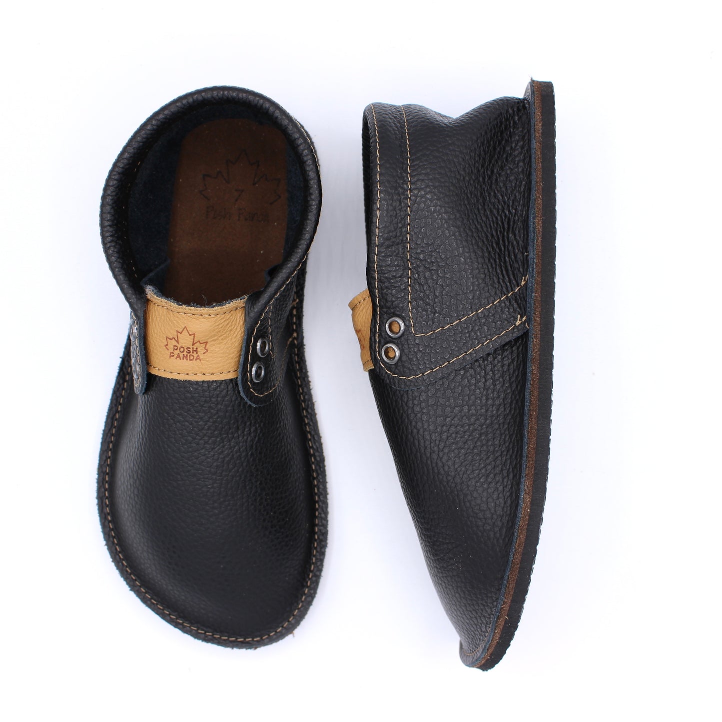Ladies Hampton Mocs - Black - Chocolate Midsole - 6mm Black Hybrid Soles
