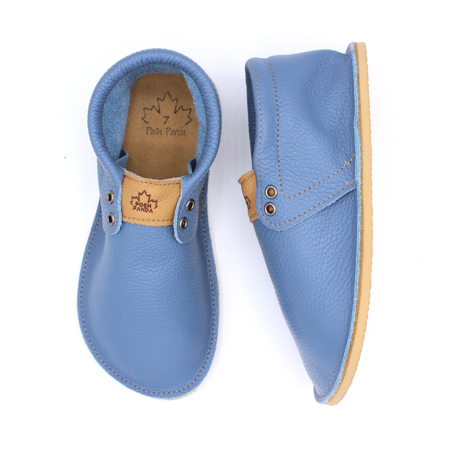 Ladies Hampton Mocs - Blue Jean - 6mm Beige Hybrid Soles