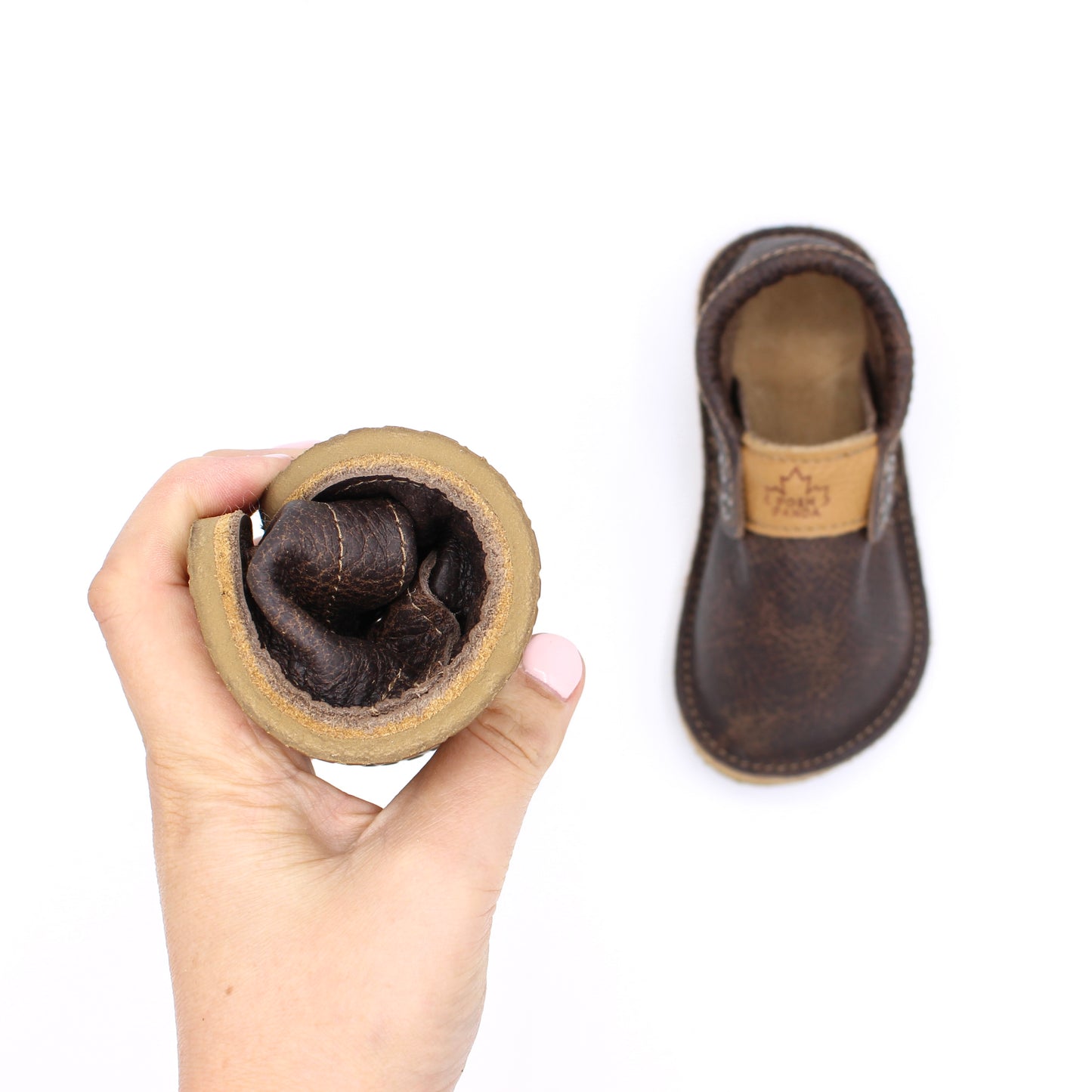 TODDLER Hampton Mocs - Whiskey - 6mm Caramel Hybrid Soles