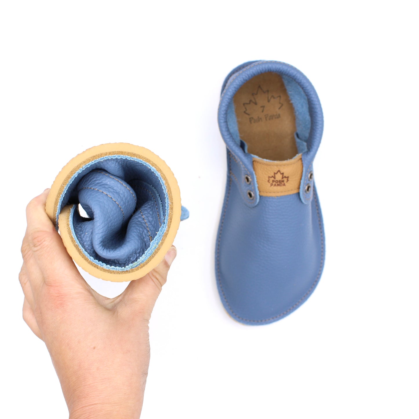 Ladies Hampton Mocs - Blue Jean - 6mm Beige Hybrid Soles
