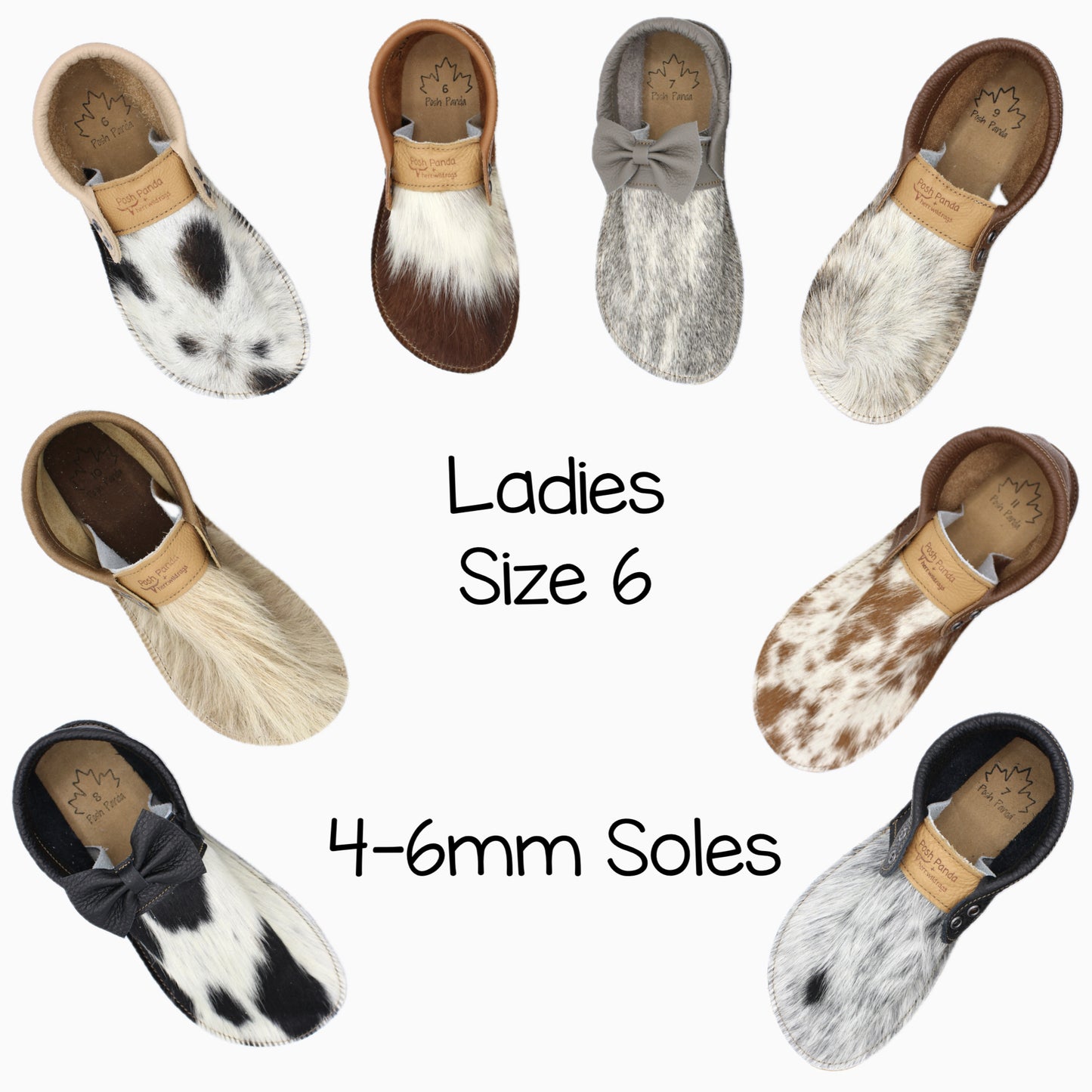 Hair Hide Collab Mocs - Ladies - SIZE 6 (4-6mm Soles)