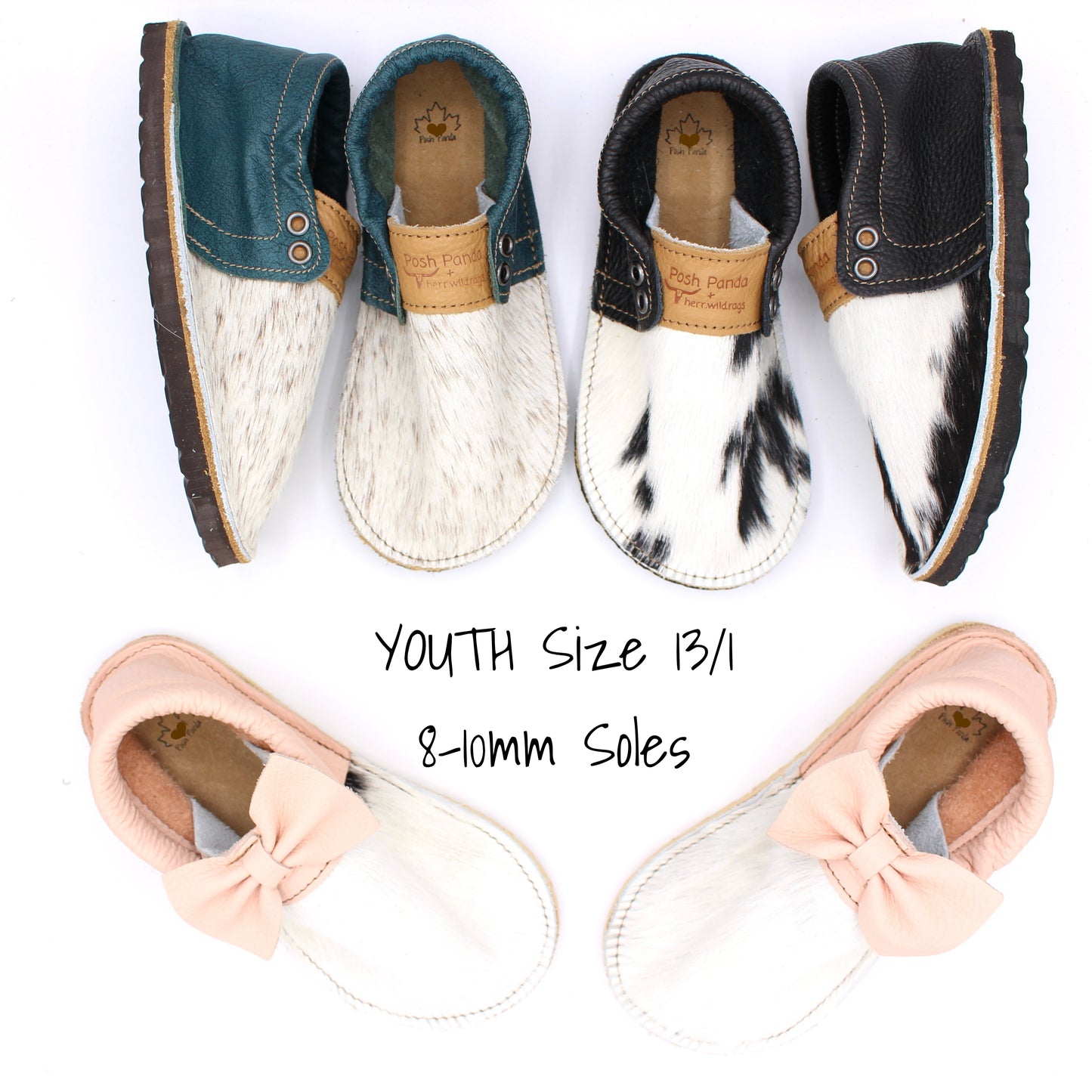 Hair Hide Mocs - YOUTH - Size 13/1 (RUGGED Sole)