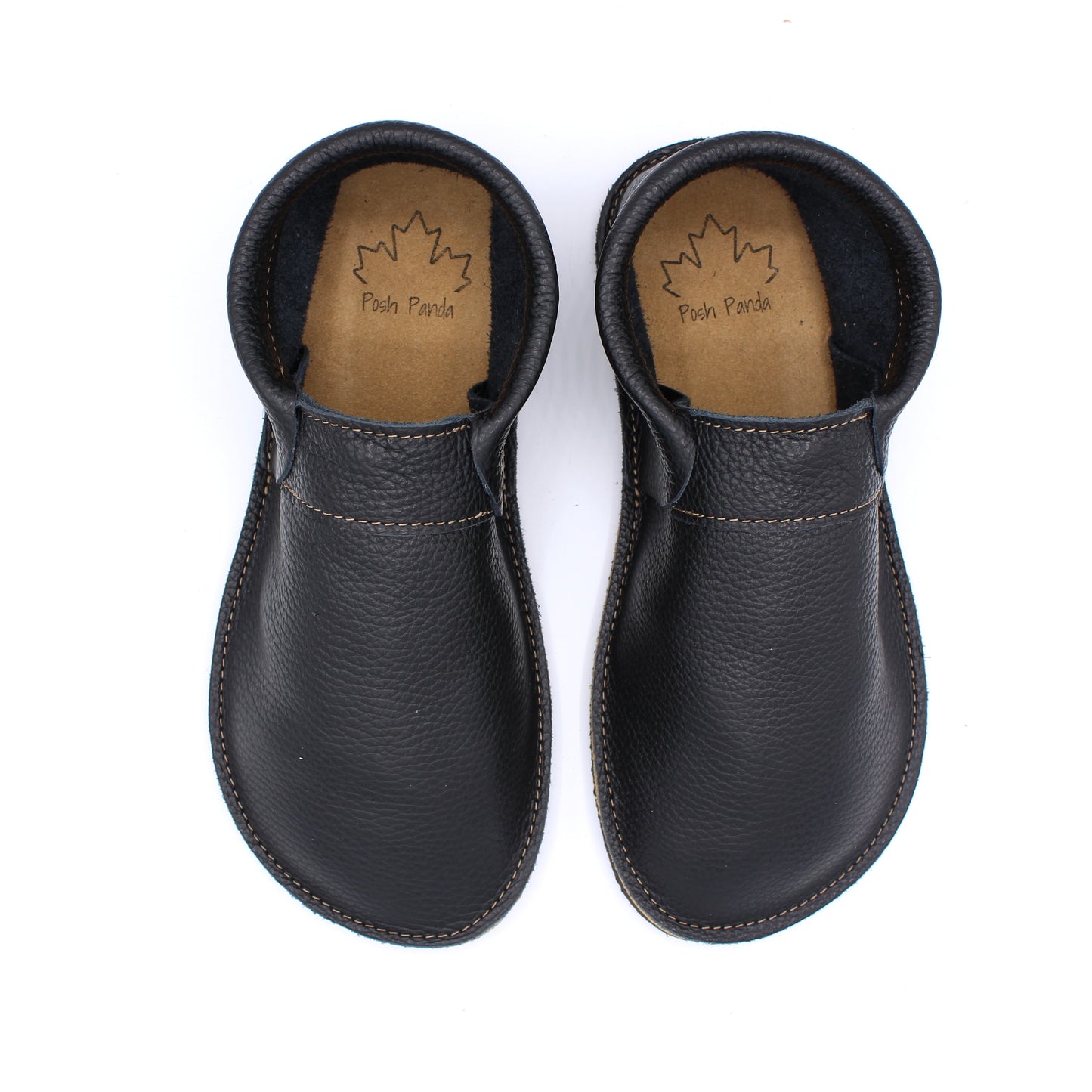 Mens Fringeless Mocs - Black - 6mm Black Hybrid Soles