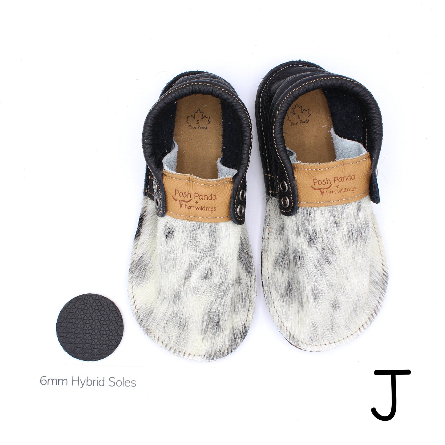 Hair Hide Mocs - YOUTH - Size 3 (4mm Soles) - Posh Panda