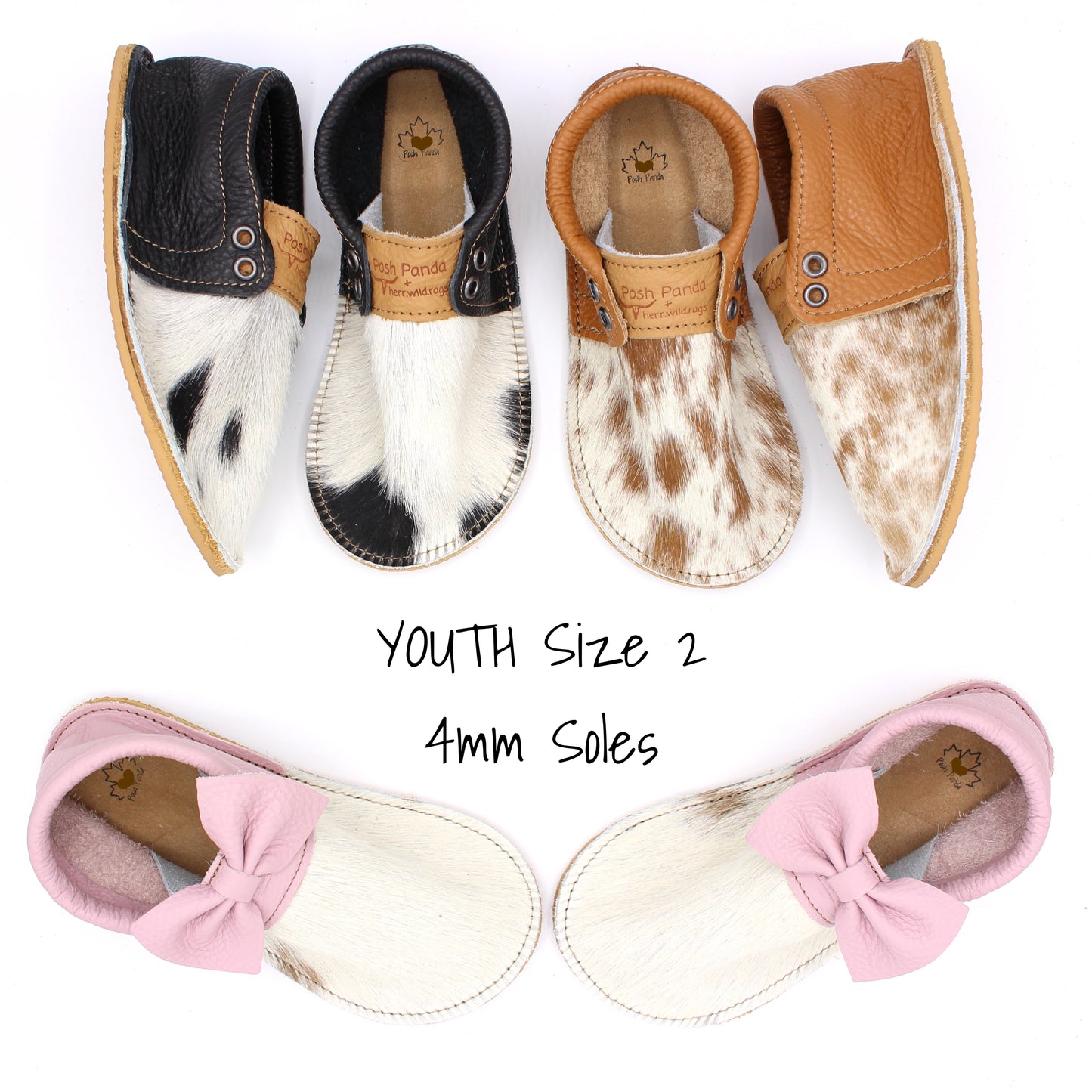 Hair Hide Mocs - YOUTH - Size 2 (4mm Sole)