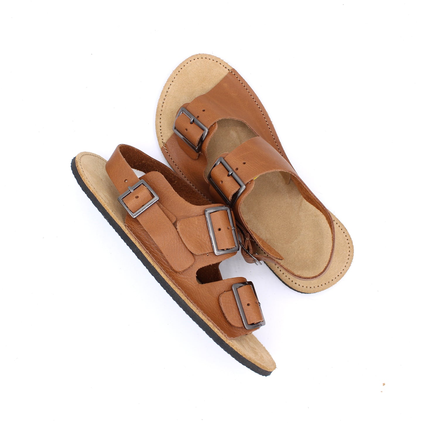 Ladies Buckle Sandals - BRONZER - -Gunmetal Buckles - 6mm Black Hybrid Soles - Rivets
