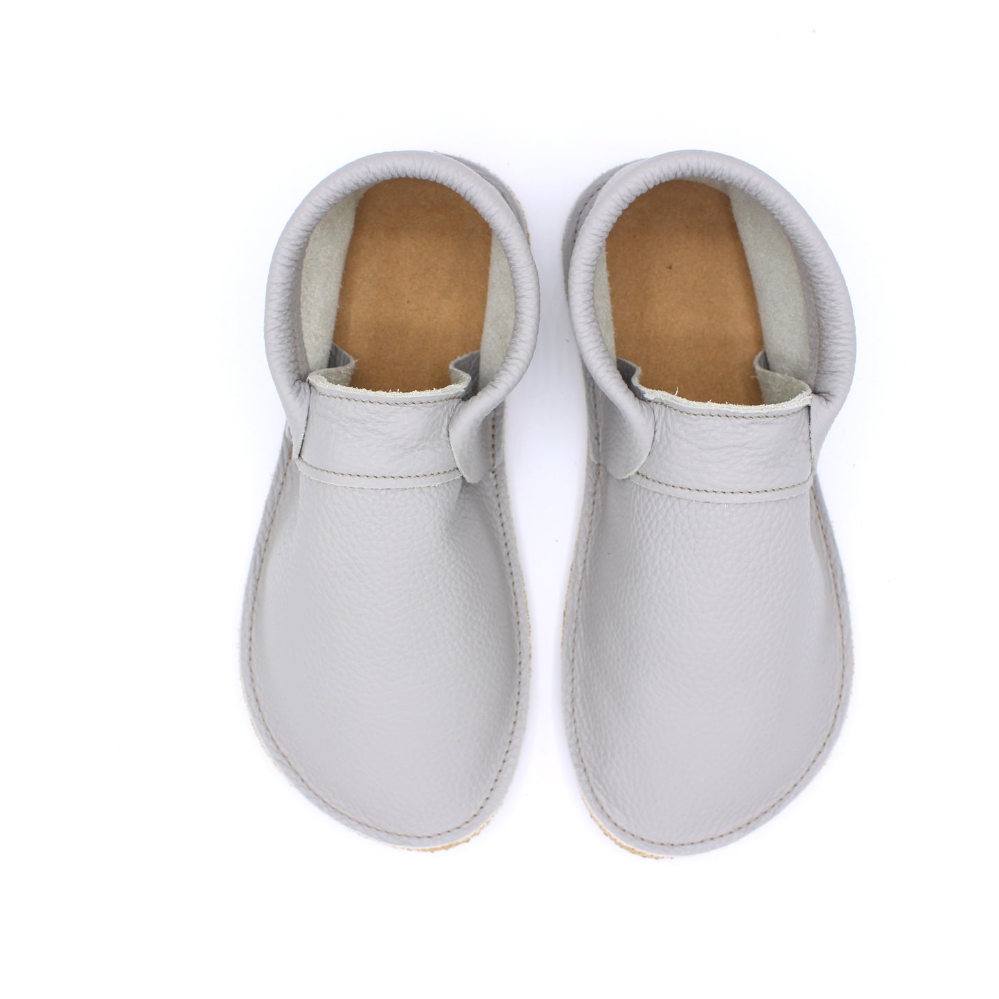 Ladies Fringeless Mocs - ASH GREY - 4mm Caramel Hybrid Soles
