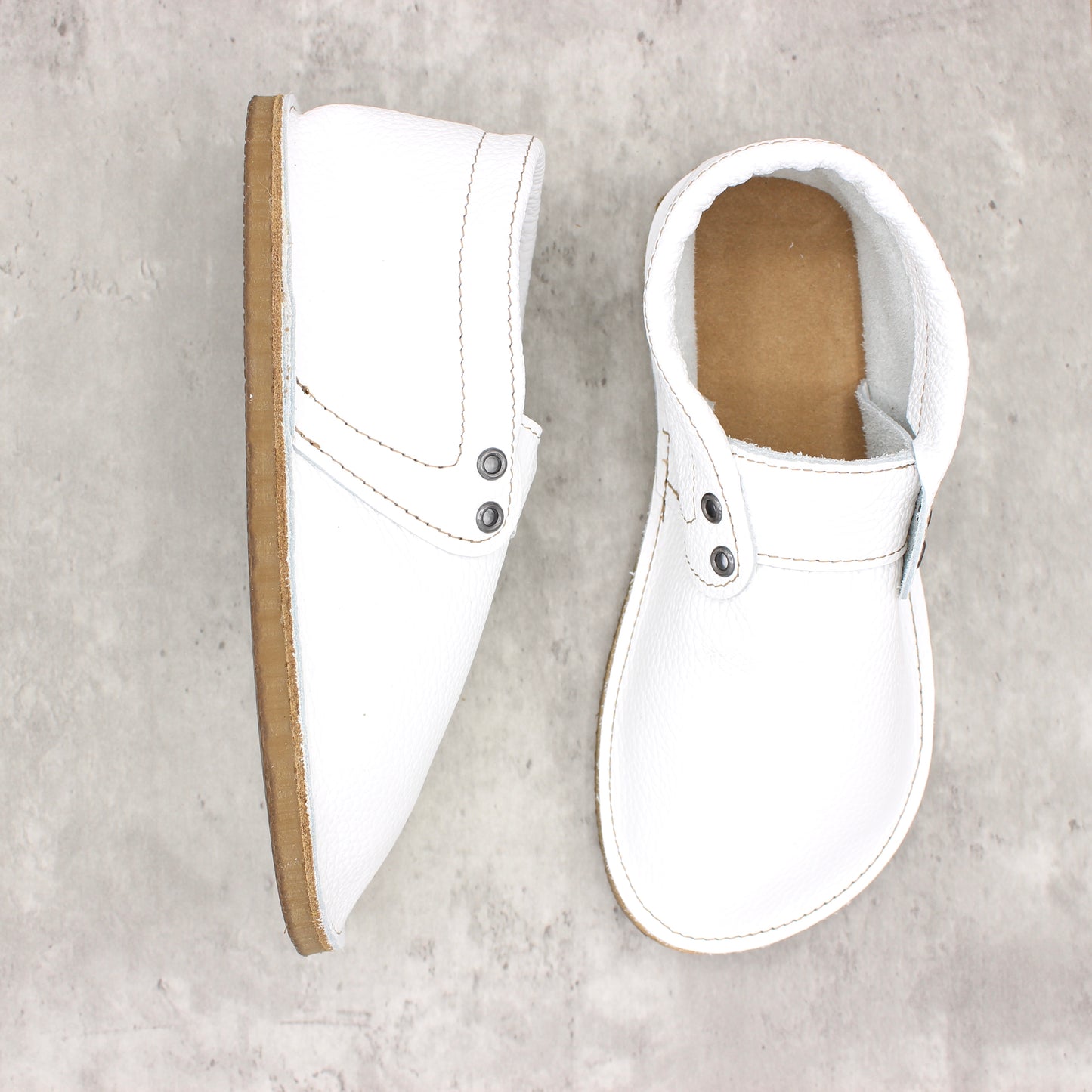 Ladies Hampton Mocs - Full White - 8mm Caramel Hybrid Soles