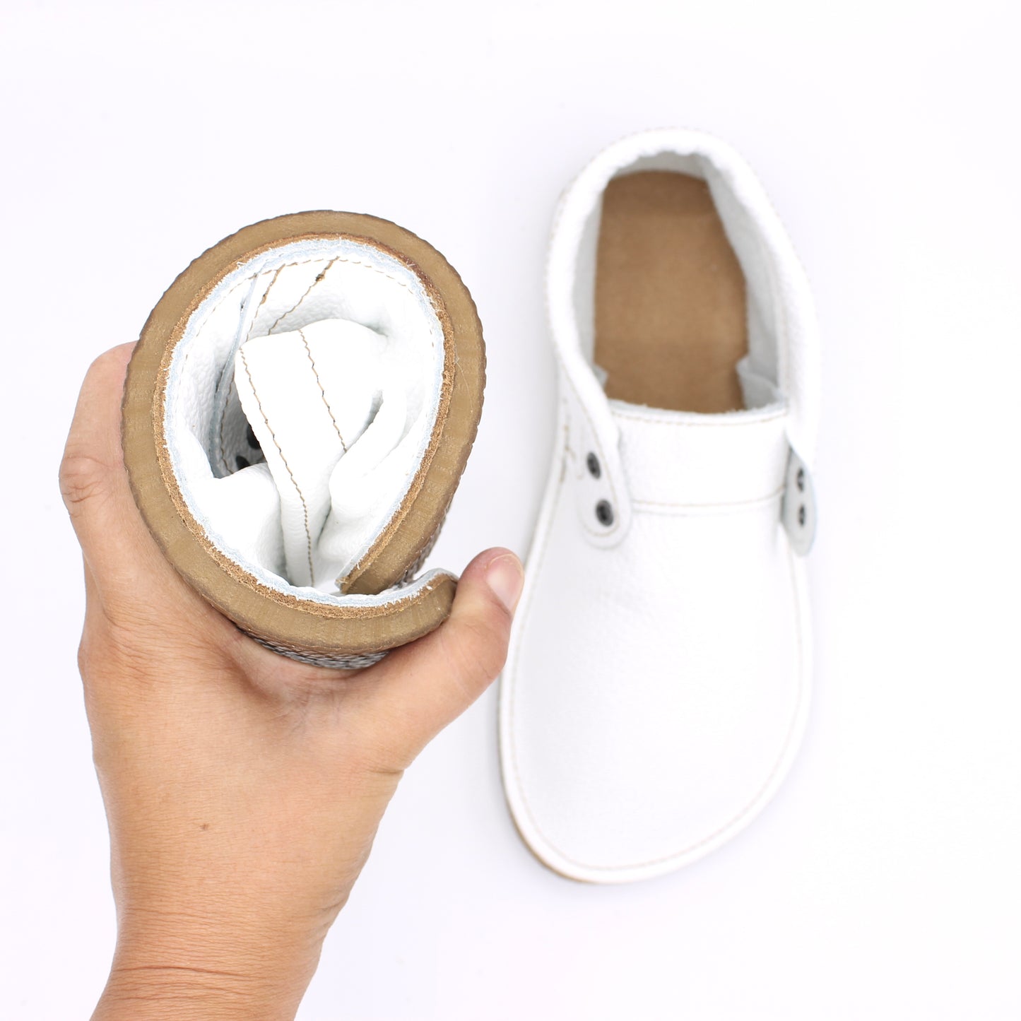 Ladies Hampton Mocs - Full White - 8mm Caramel Hybrid Soles