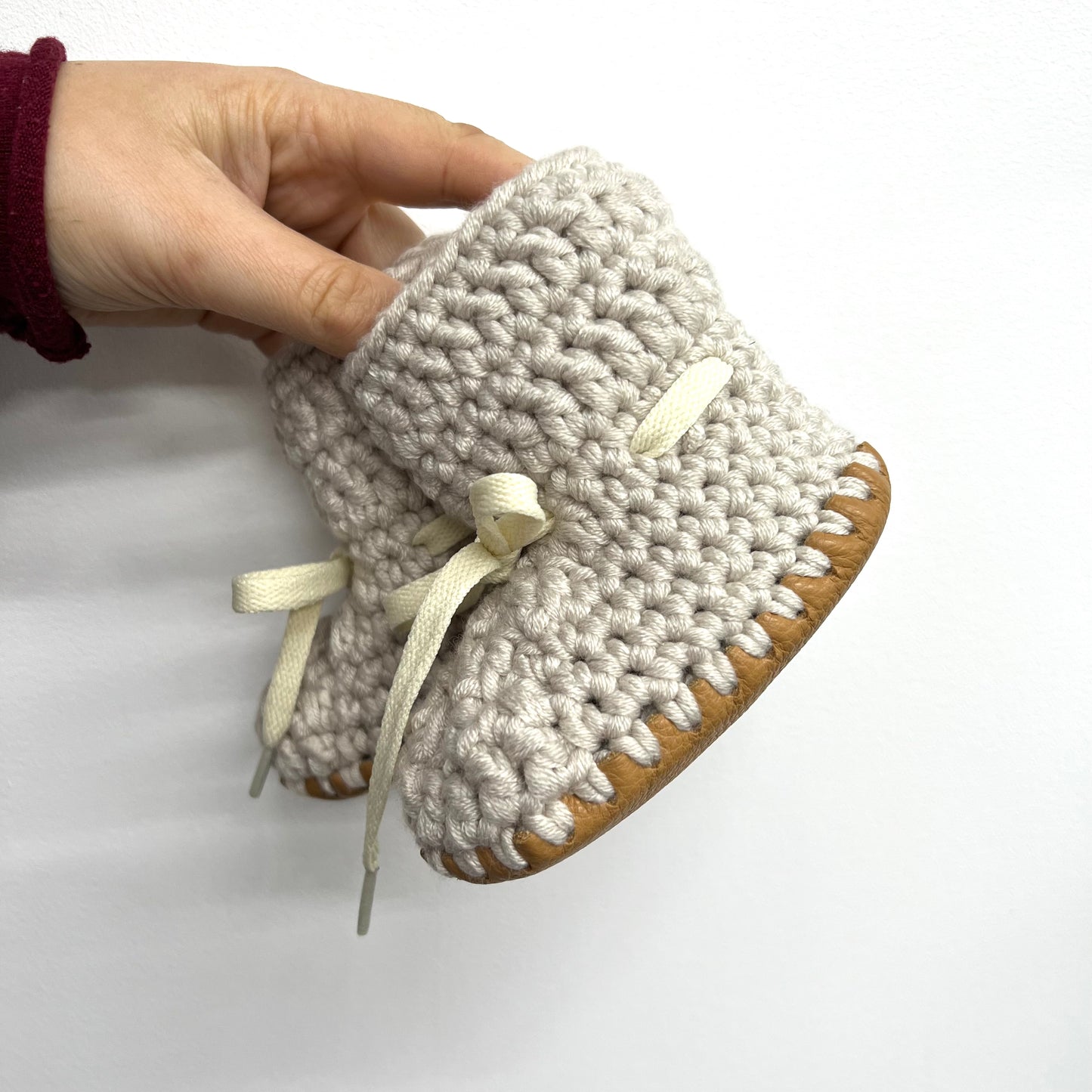 Baby Crochet Boots - Taupe