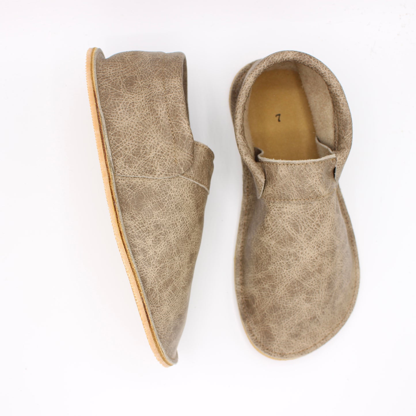 Ladies Fringeless Mocs - Mushroom - 6mm Beige Hybrid Soles