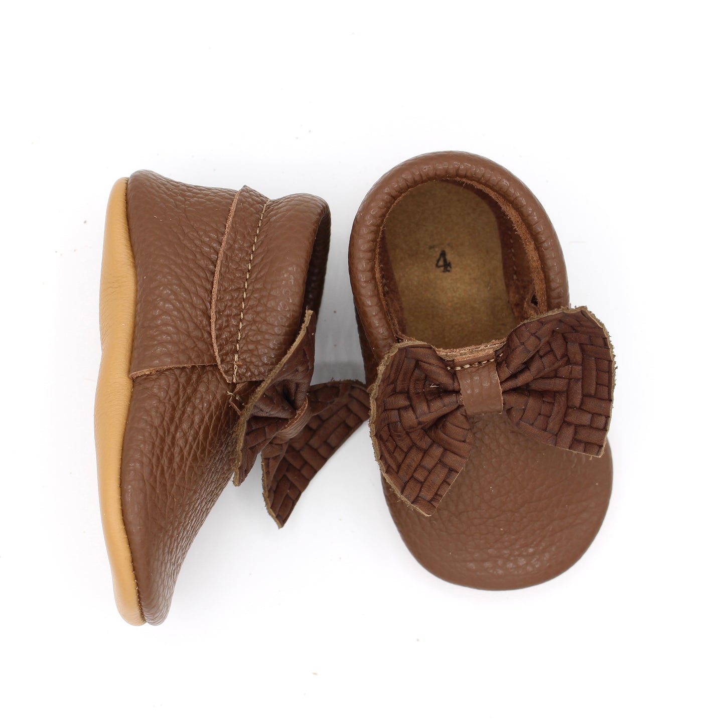 Baby Bow Moc - Chocolate/Basketweave