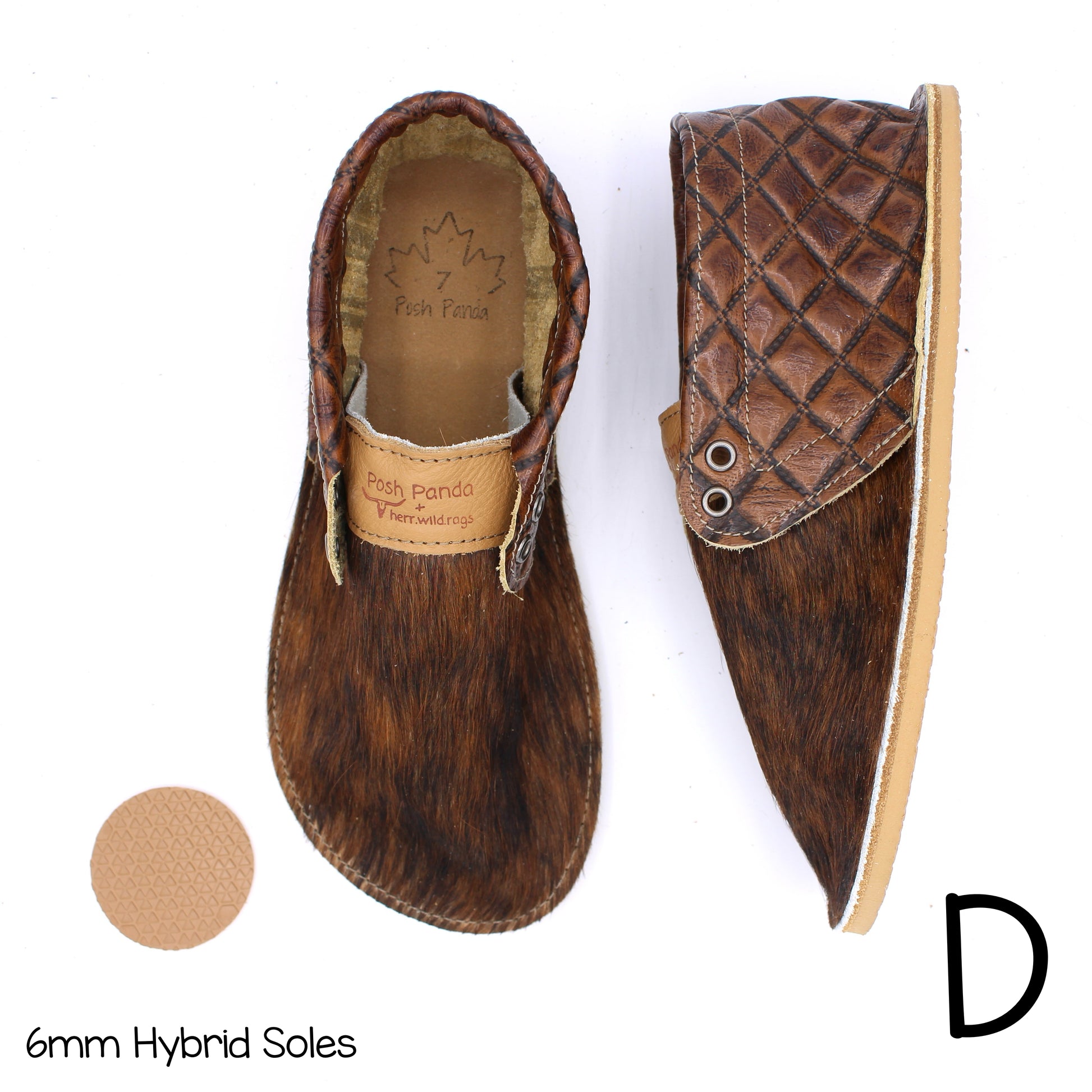 Hair Hide Collab Mocs - Ladies - SIZE 7 (4-6mm Soles) - Posh Panda