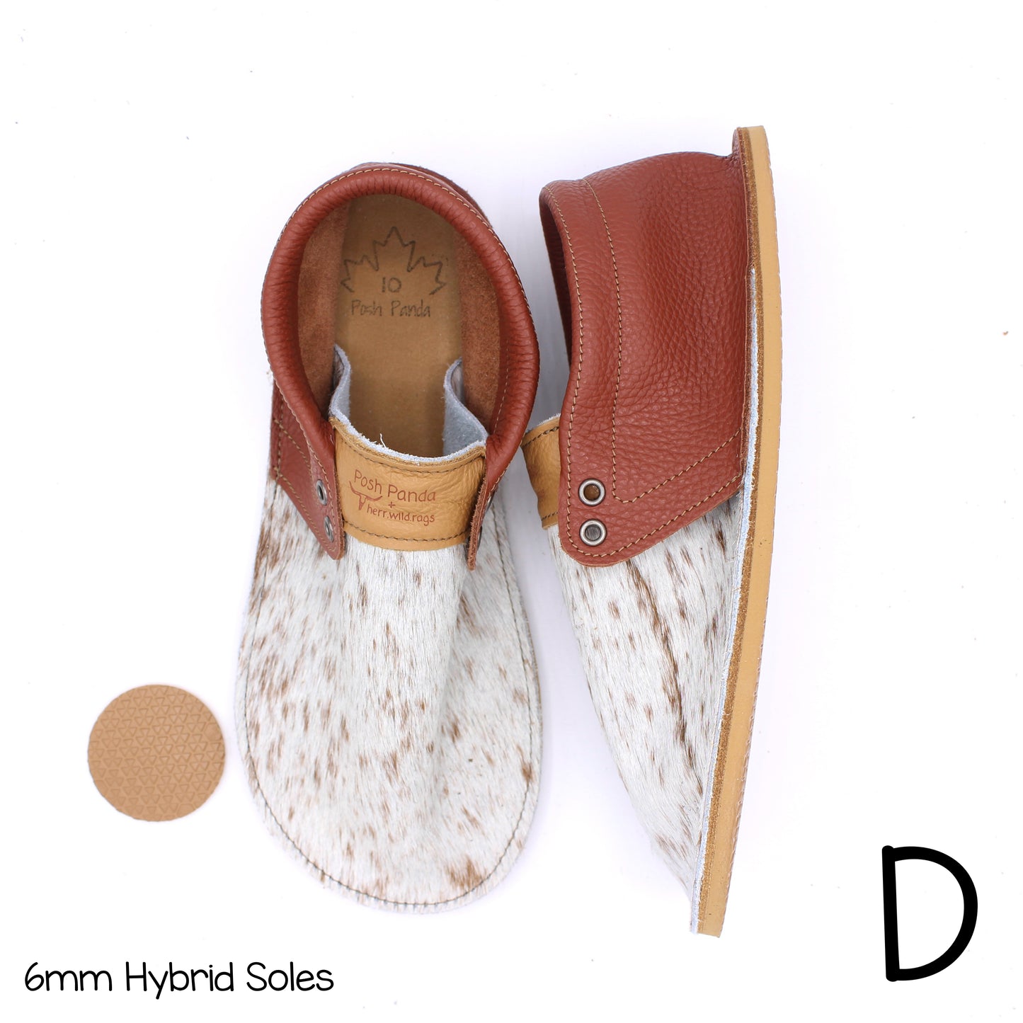 Hair Hide Collab Mocs - Ladies - SIZE 10 (4-6mm Soles) - Posh Panda