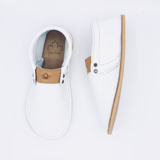 Ladies Hampton Mocs - White - 6mm Beige Hybrid Soles