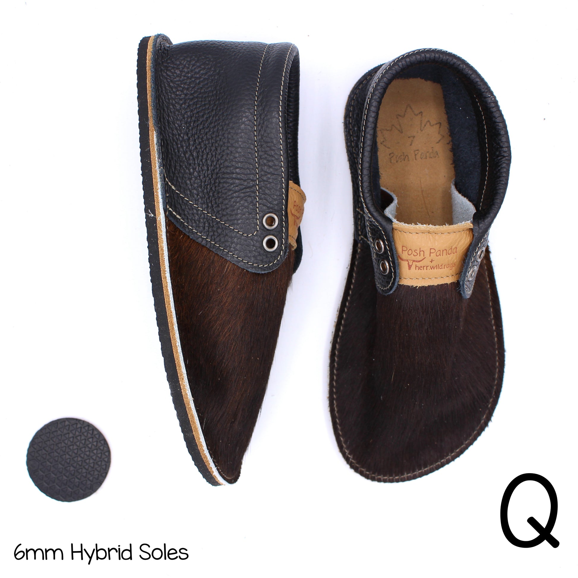 Hair Hide Collab Mocs - Ladies - SIZE 7 (4-6mm Soles) - Posh Panda