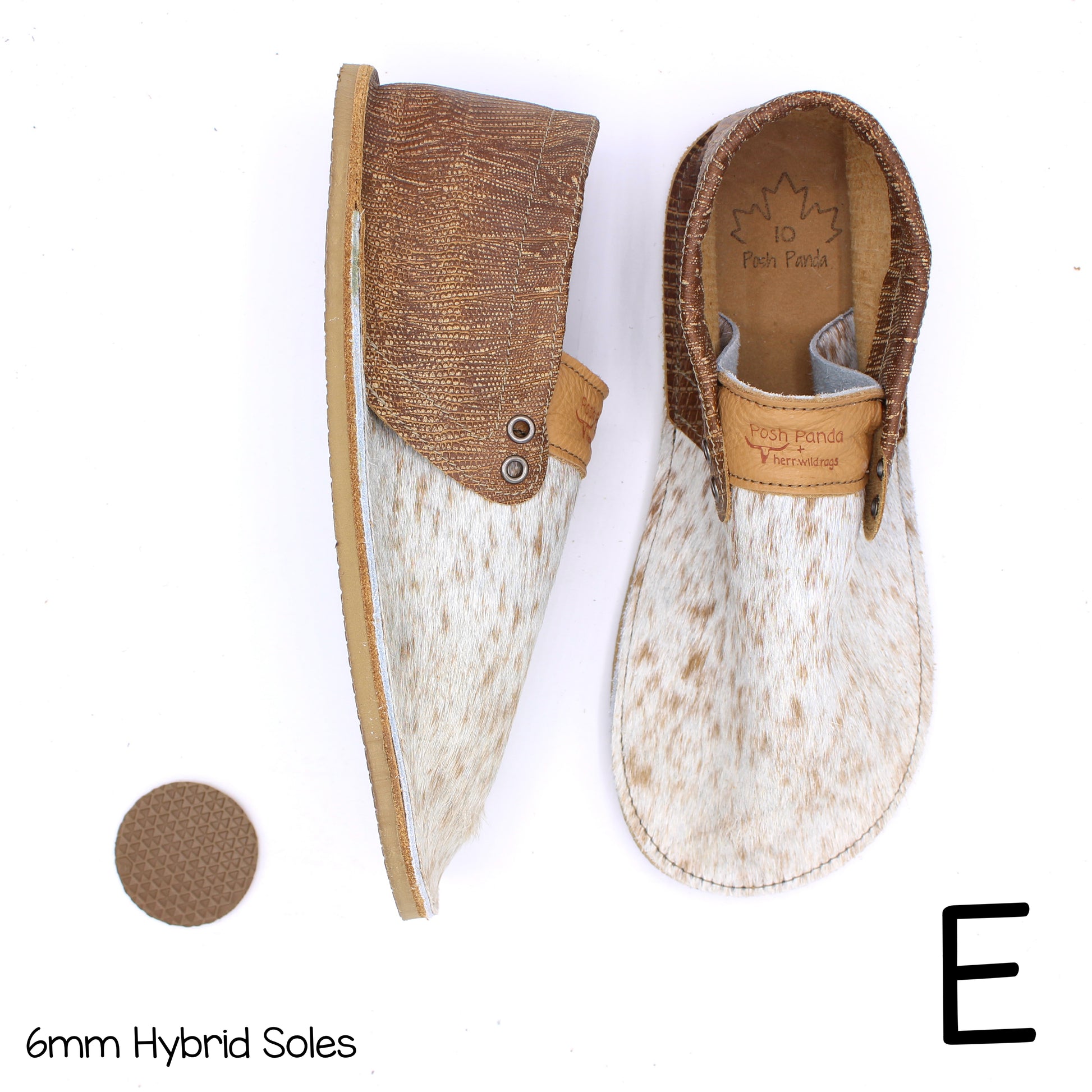 Hair Hide Collab Mocs - Ladies - SIZE 10 (4-6mm Soles) - Posh Panda