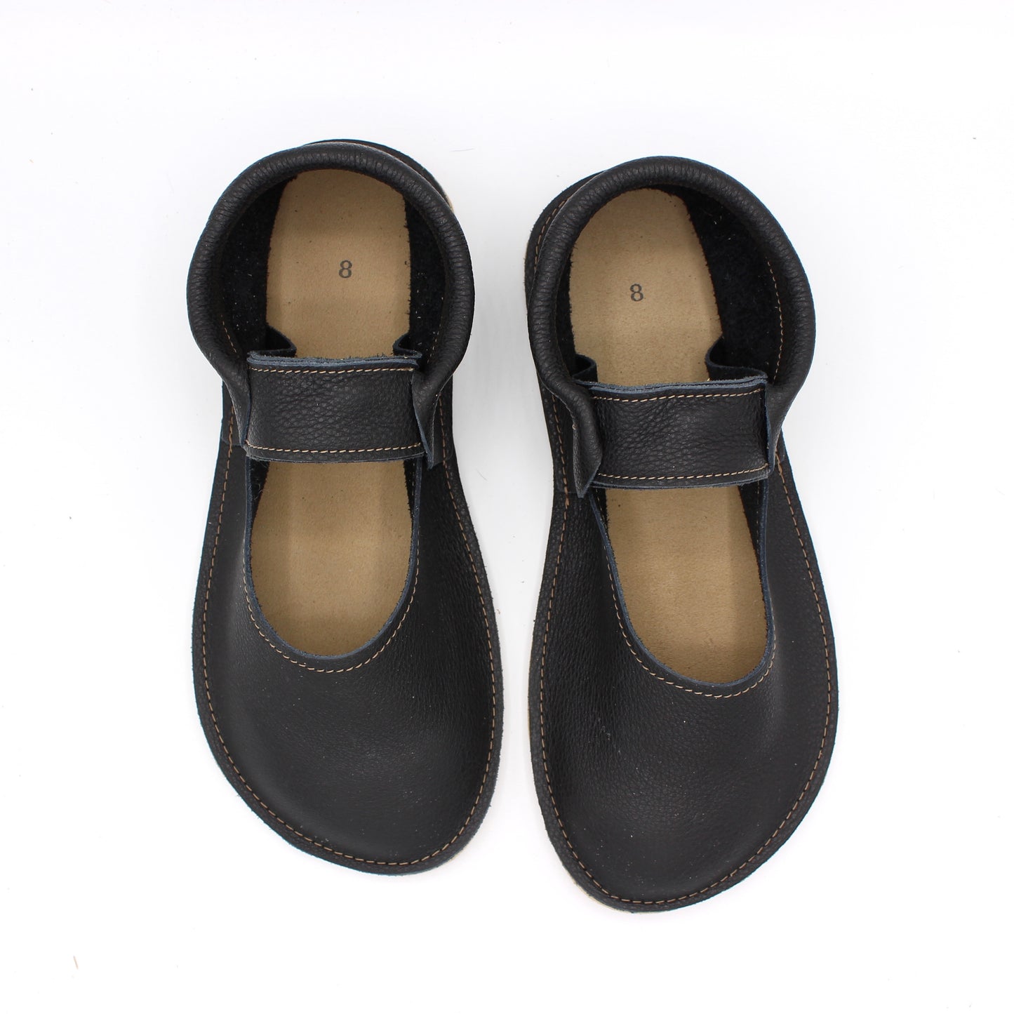Ladies Mary Jane Mocs - BLACK - 6mm Beige Hybrid Soles - Posh Panda