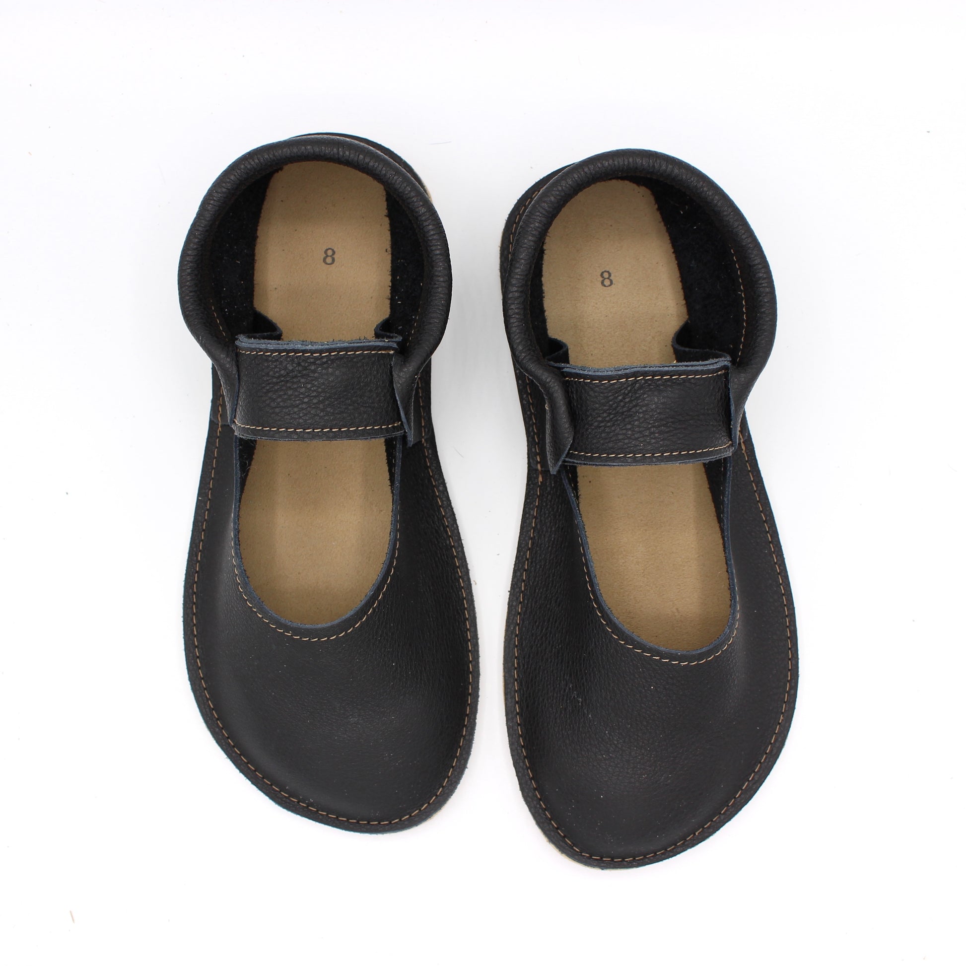 Ladies Mary Jane Mocs - BLACK - 6mm Beige Hybrid Soles - Posh Panda